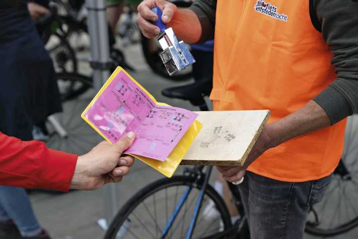 Stamping is still done in the traditional way at the checkpoints