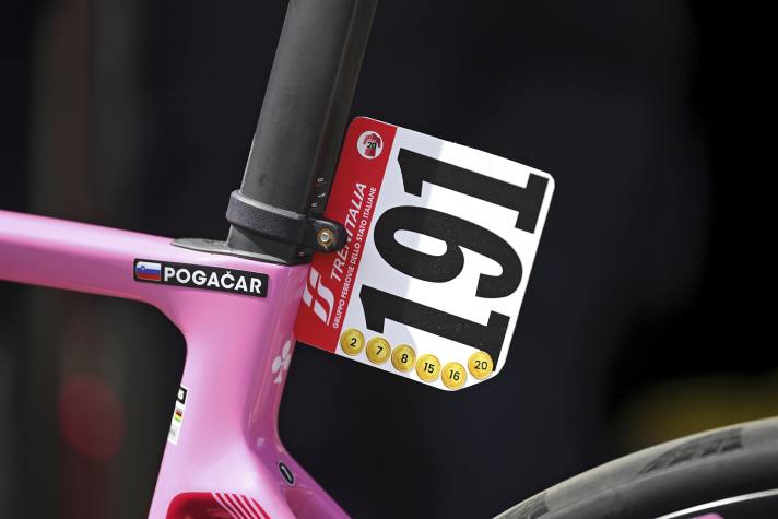 Das rosafarbene Colnago mit der Nummer 191 transportierte den Giro-Sieger erfolgreich nach Rom