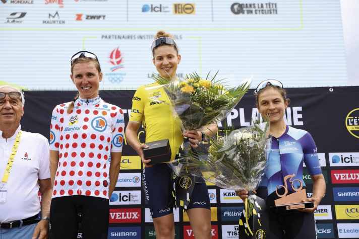Successful: German Stephanie Meder (in yellow) won the women's classification and dreams of a career as a pro