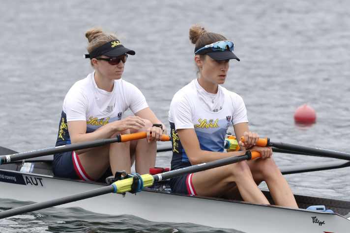 In 2022, Cavallar (right) was still competing in the World Cup as a rower
