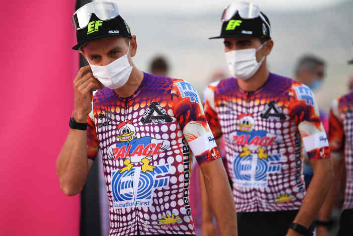 Eye-catcher: The Rapha jerseys from Team EF caught the eye