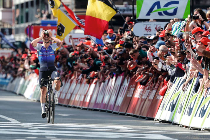 Remco Evenepoel during his victory at Liège-Bastogne-Liège
