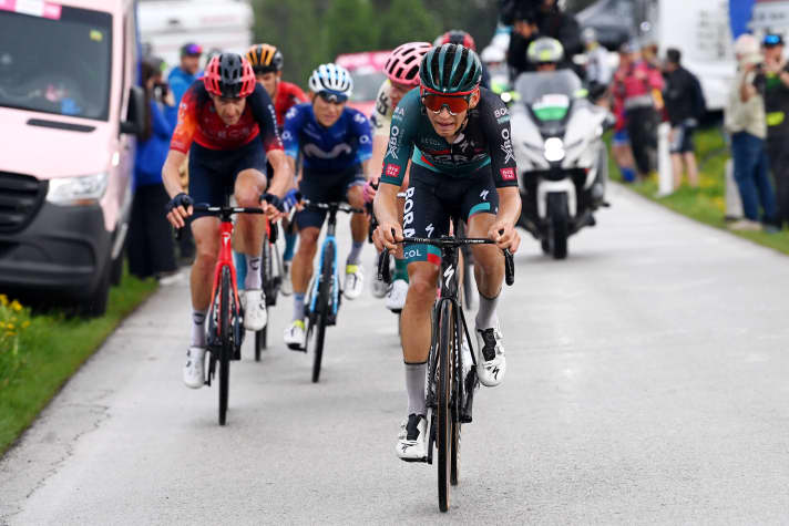 Lennard Kämna on the final ascent to Monte Bondone