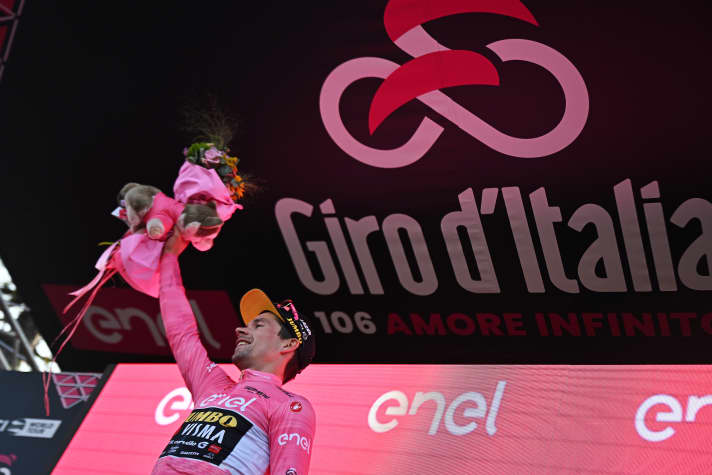 The new man in pink: Primoz Roglic has taken the lead in the overall standings one day before the end of the Giro d'Italia.