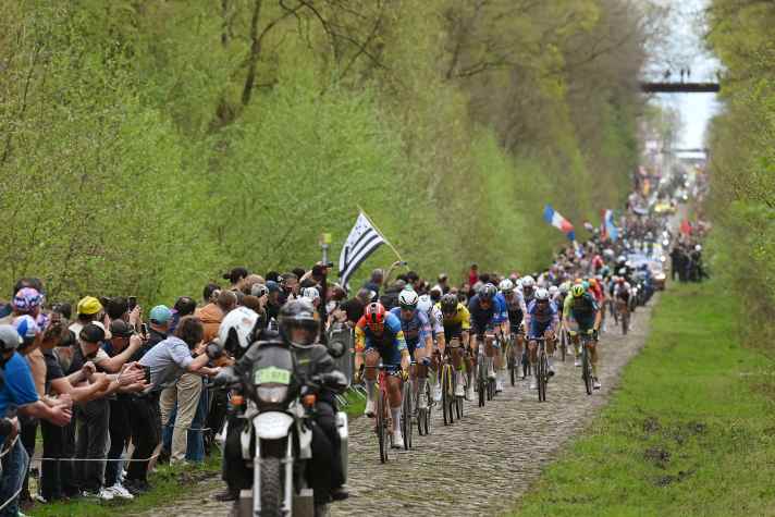 Erbarmungslose Rüttelpartie: Die Fahrt durch den Wald von Arenberg über Kopfsteinpflaster der übelsten Art