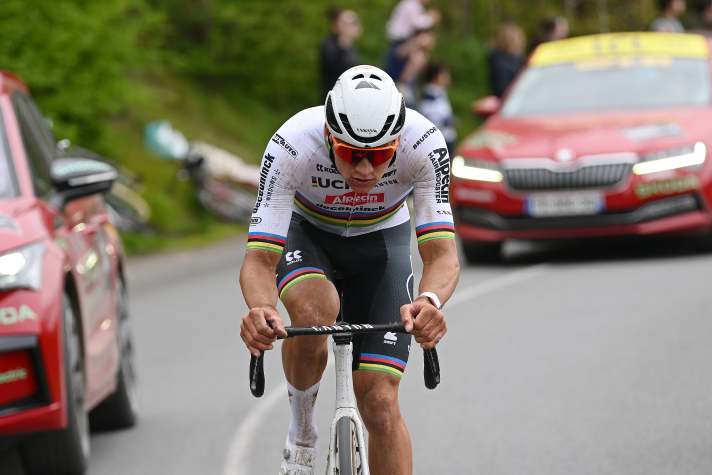 Mathieu van der Poel competes in the Renewi Tour