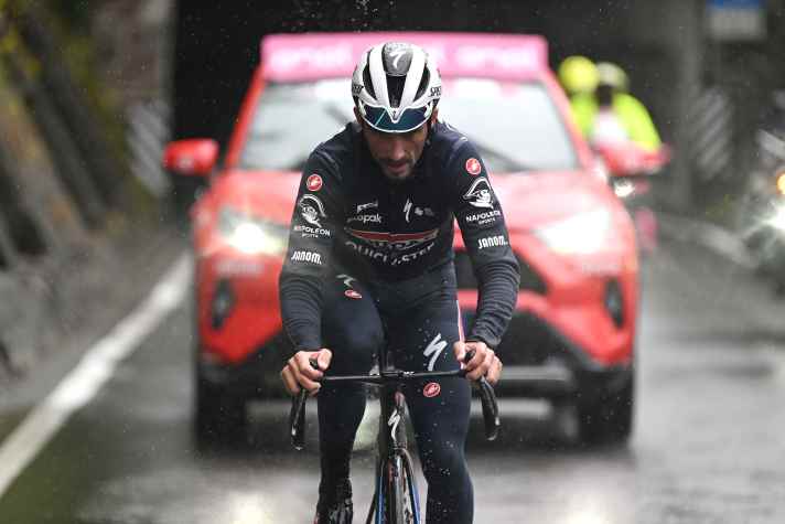 Julian Alaphilippe outpaces his rivals on the first climb of the day