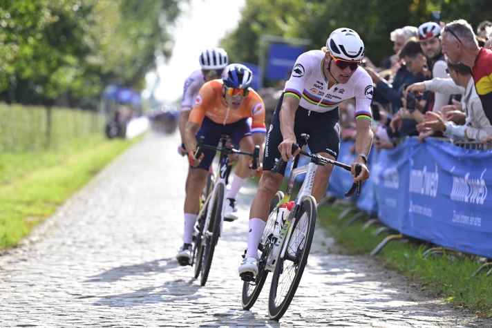 Always active in the 2024 European Cycling Championships road race: Mathieu van der Poel