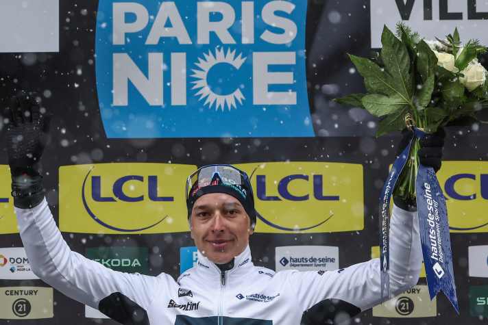 Im Schneetreiben: Lipowitz war 2025 Zweiter bei Paris-Nizza