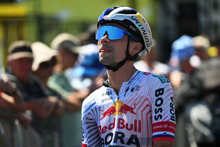 Looking upwards: Primož Roglič, who hopes to work his way towards the podium in the overall classification in the Pyrenees