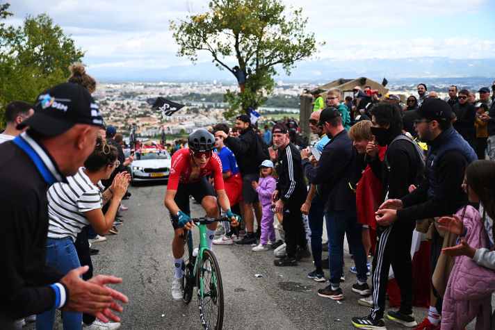 Bringing up the rear: 22-year-old Luxembourger Mats Wenzel was 17th and last in the European Championship race