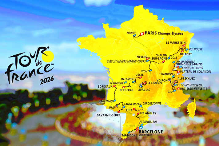 The map of the Tour de France 2026