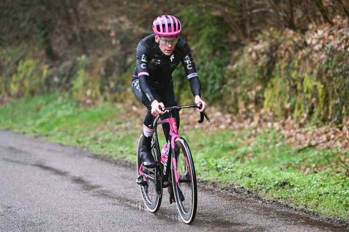Georg Steinhauser (EF Education - EasyPost) was in pursuit of the leading group as a soloist for a long time and reached the finish of the uphill finish in fifth place.