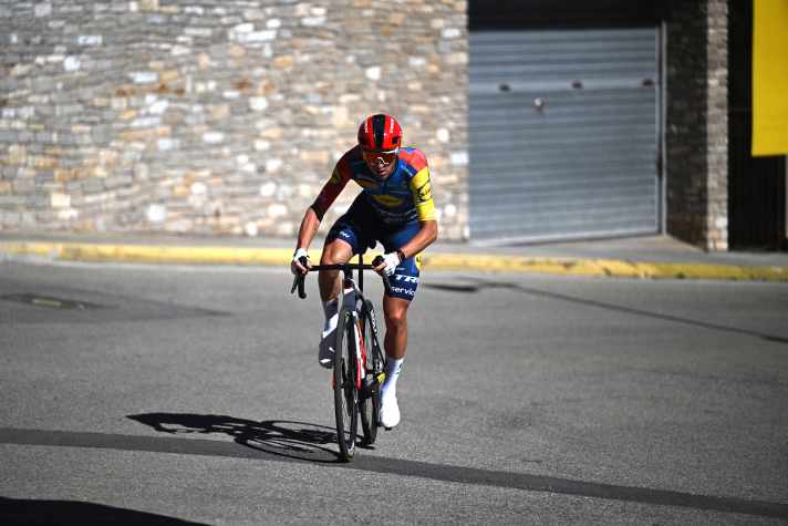 Giulio Ciccone (Lidl-Trek) s'est détaché en solitaire de l'échappée dans la montée finale. | Getty Images/ Szymon Gruchalski