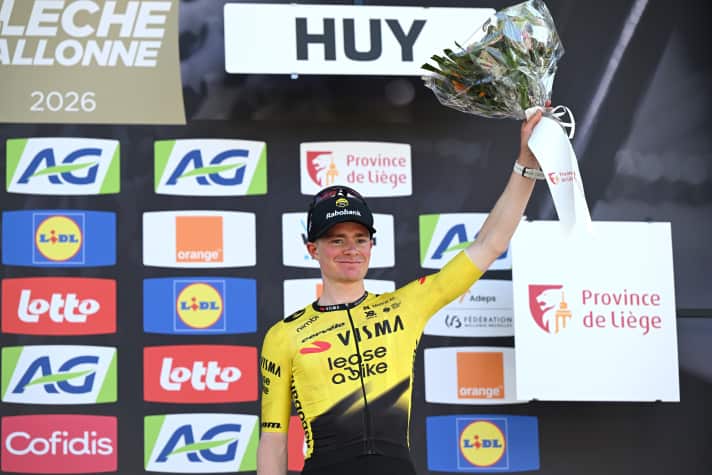 Ben Tulett (Visma | Lease a Bike) finished third in the 2026 Flèche Wallonne.