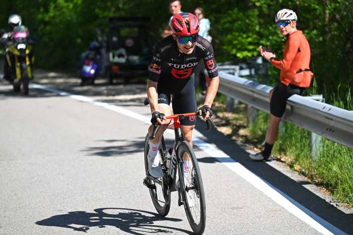 Lennart Jasch on his way to stage victory on the queen stage of the Tour of the Alps.