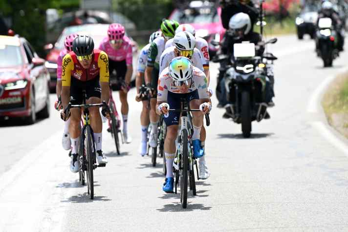 The leading group of the day consisted of nine riders.