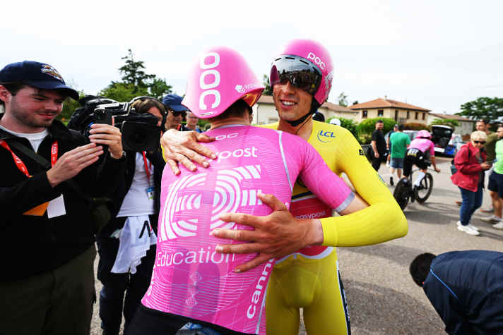 Alex Baudin verteidigte mit EF Education - EasyPost das Gelbe Trikot.