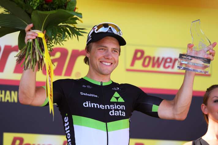 Edvald Boasson Hagen feiert seinen Sieg auf der 19. Etappe der Tour de France 2017