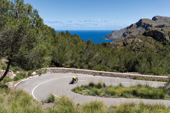 Sea view: The road to the Ermita de Betlem winds its way round numerous hairpin bends.