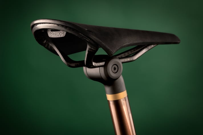 Only a few bolt heads are visible on the bike, the clamping points on the stem and seatpost have been elaborately concealed