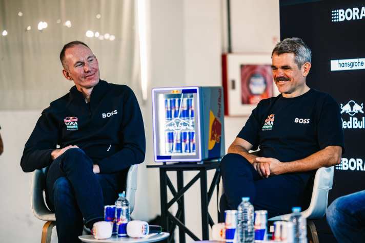 A good listener? The new Head of Sport: Zak Dempster, to the left of Team Principal Ralph Denk