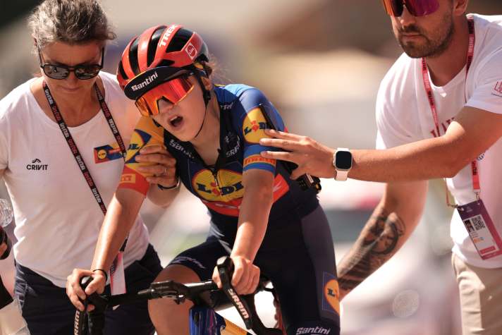 Abgekämpft: Gaia Realini nach der Berankunft am Blockhaus beim diesjährigen Giro