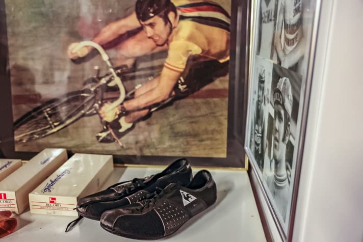 The cycling shoes were once worn by French Tour star Bernard Hinault