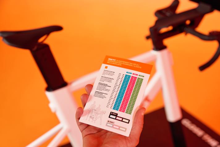 Auf der Bike Fit-Karte lässt sich anhand der Körpergröße eine ungefähr passende Einstellung des Zwift Frames ablesen.