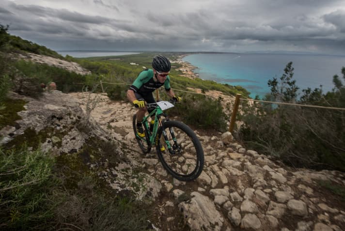   Ibon Zugasti tortures the cranks in the 1000 metre uphill classification.