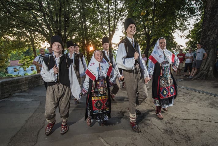   A Bulgarian folklore group set the mood at the reception in Berceto.