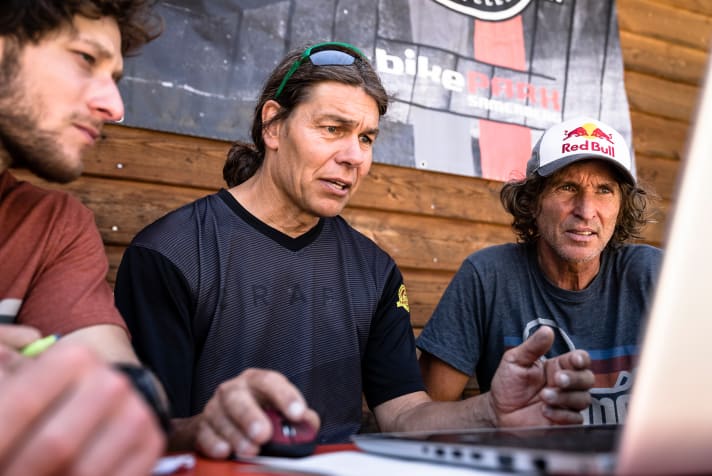   Bike veteran Peter Brodschelm planned the route to the places where Stefan and his partner Philipp want to attempt their first ascents.