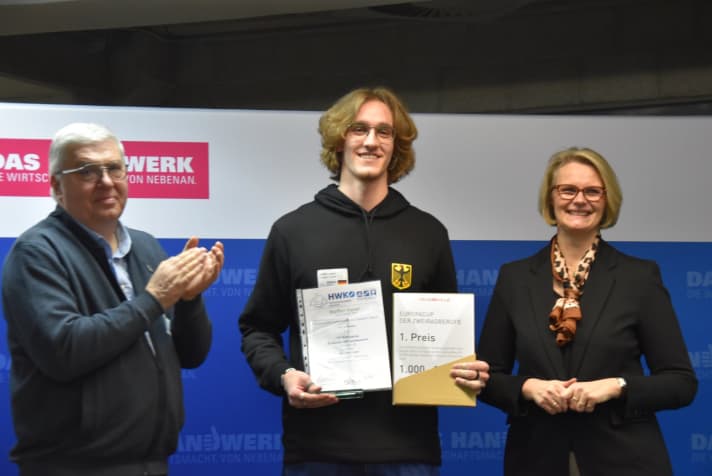 Am Ende deutlich: Steffen Hanel krönt sich in Münster zum besten Fahrradmechaniker Europas.