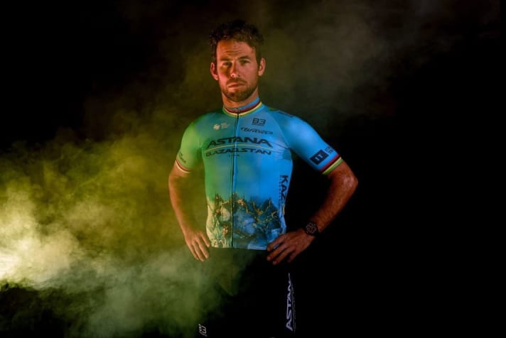 Mark Cavendish in the Astana Qazaqstan jersey for 2024