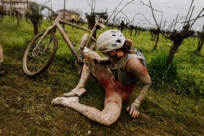 Mit Rennrad-Schuhen war an Einklicken jetzt nicht mehr zu denken.