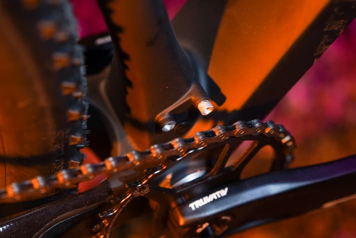 Eine Kettenführung braucht man beim Cross Country eigentlich nicht. Die Möglichkeit zur Montage ist dank integrierter Aufnahme aber gegeben.