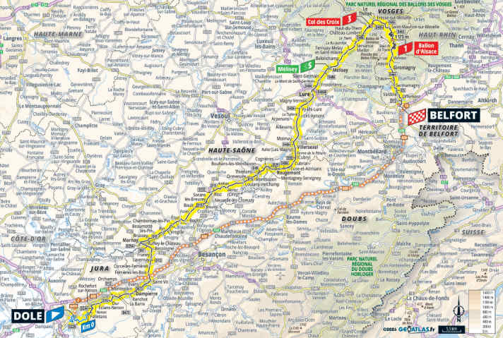 Die Strecke der 13. Etappe der Tour de France 2026