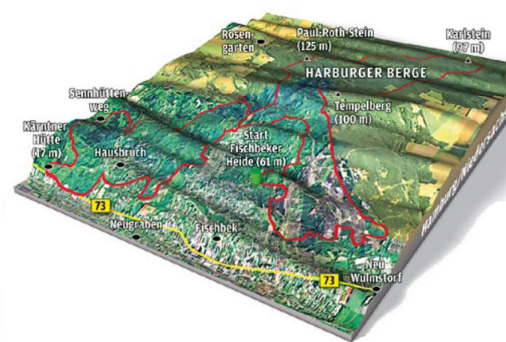   Overview map of the Supertrail in the Harburg mountains.