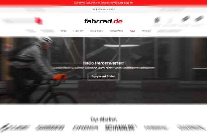 Von der Insolvenz betroffen war auch der zur Signa Holding gehörende Onlineshop fahrrad.de