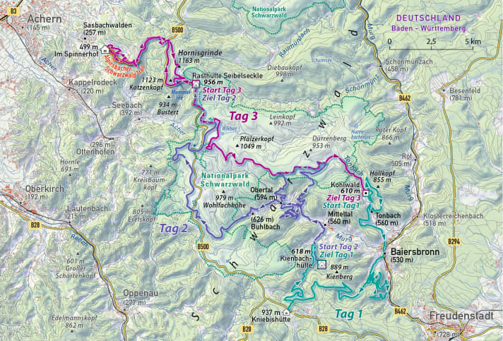 It is just 35 kilometres by car from Baiersbronn to Sasbachwalden. But who needs a car when you can also take the trails in the Black Forest National Park?