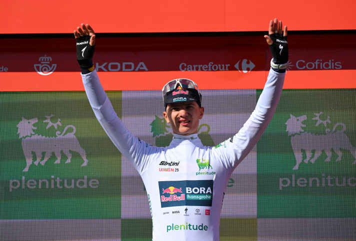 Giulio Pellizzari nach seinem Etappensieg bei der Vuelta