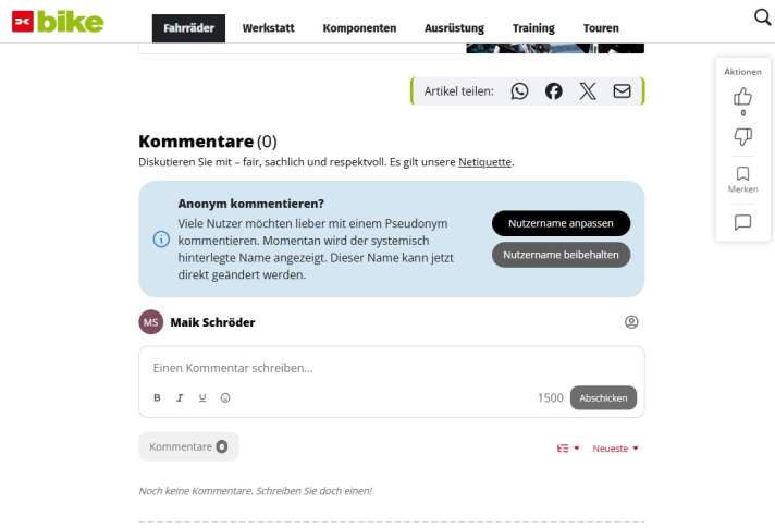This is what it looks like: The new comment function on bike-magazin.de