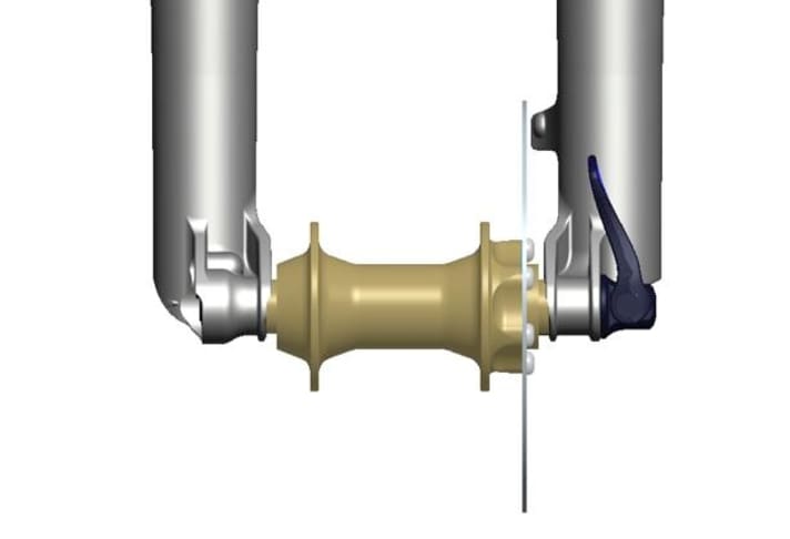   For the new installation width of 110 millimetres, the immersion tubes, and therefore also the brake calliper mount, move outwards by five millimetres. The fork for 27.5+ will therefore also require new hubs. Adapter solutions are theoretically conceivable, but can they be realised in practice? Let's wait and see.