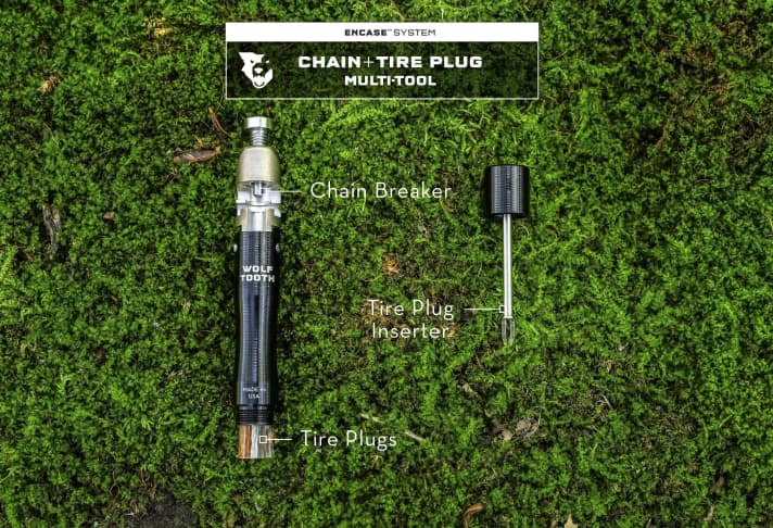   Der Kettennieter, der gleichzeitig das Tubeless-Repair-Kit ist.