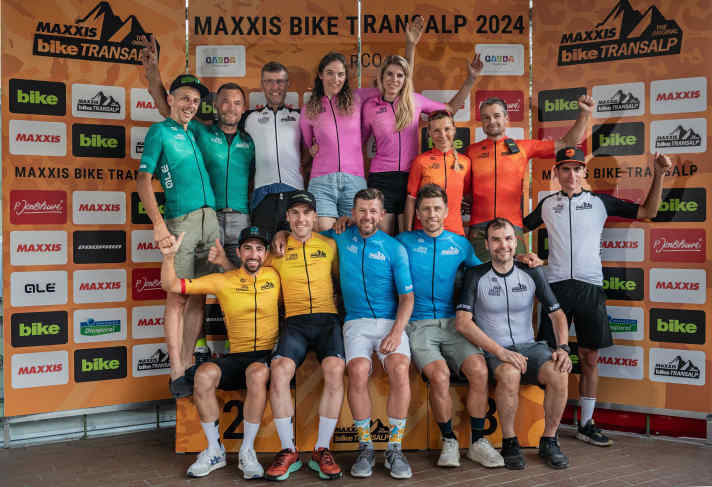 All winners in all categories of the Maxxis BIKE Transalp 2024 in one picture.
