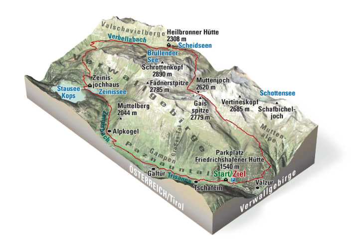 The Muttenjoch Trail on the map
