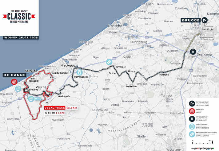 Classic Brügge-De Panne 2025: Das Frauenrennen auf der Karte
