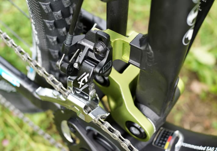   Praktisch: Die Aufnahme für den Umwerfer lässt sich abschrauben, falls man eine Einfach-Kurbel verwendet.