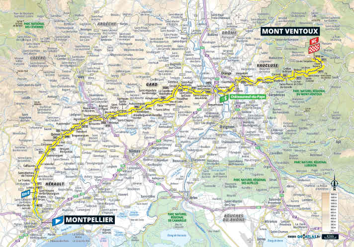 Die 16. Etappe der Tour de France 2025 auf der Karte