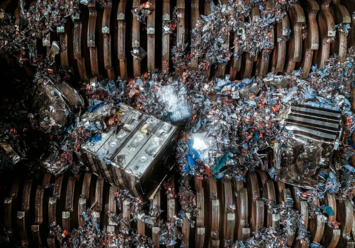 Hier ist die Lebensdauer des E-Bike Akkus überschritten - die Batteriezellen werden recycelt.